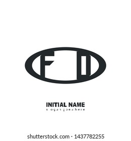 Initial logo black ellipse alphabet  FD