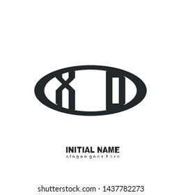 Initial logo black ellipse alphabet  XD