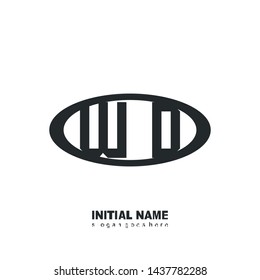 Initial logo black ellipse alphabet  WD