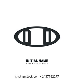 Initial logo black ellipse alphabet  OD