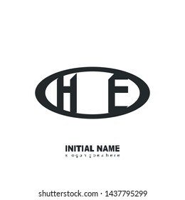 Initial logo black ellipse alphabet HE 
