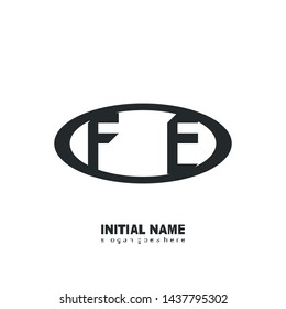 Initial logo black ellipse alphabet FE 