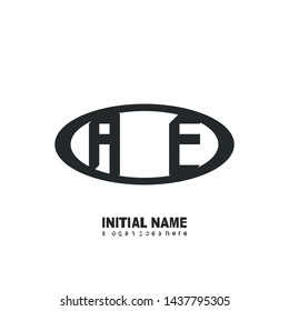 Initial logo black ellipse alphabet AE 