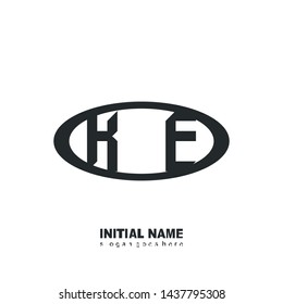 Initial logo black ellipse alphabet KE 