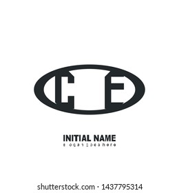 Initial logo black ellipse alphabet CE 
