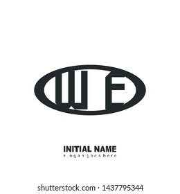 Initial logo black ellipse alphabet WE 