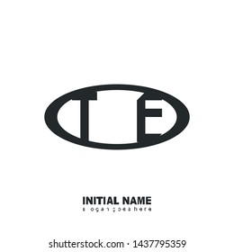 Initial logo black ellipse alphabet TE 