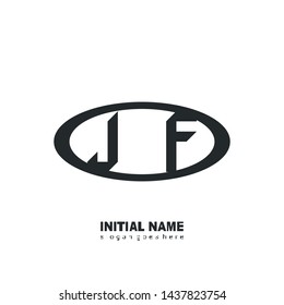Initial logo black ellipse alphabet JF