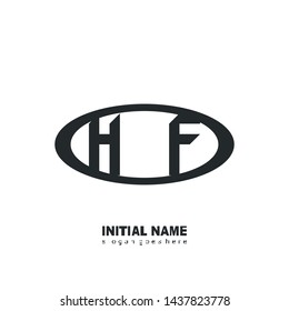 Initial logo black ellipse alphabet HF