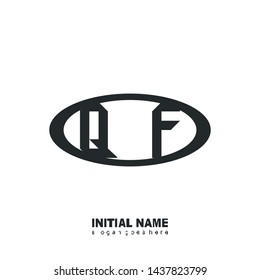 Initial logo black ellipse alphabet QF