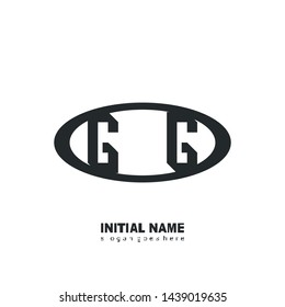 Initial logo black ellipse alphabet GG