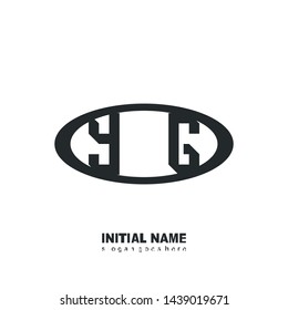 Initial logo black ellipse alphabet YG