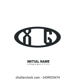Initial logo black ellipse alphabet XG