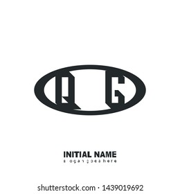 Initial logo black ellipse alphabet QG
