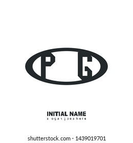 Initial logo black ellipse alphabet PG