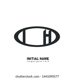 Initial logo black ellipse alphabet IH