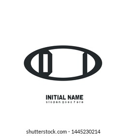 Initial logo black ellipse alphabet DI