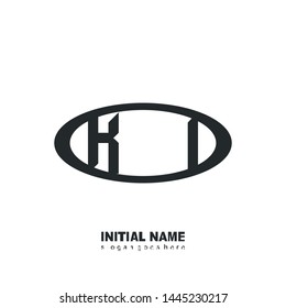 Initial logo black ellipse alphabet KI