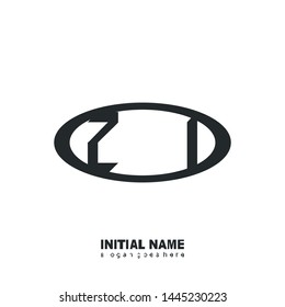 Initial logo black ellipse alphabet ZI