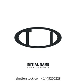 Initial logo black ellipse alphabet TI