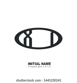 Initial logo black ellipse alphabet XI