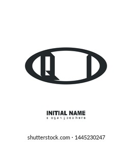 Initial logo black ellipse alphabet QI