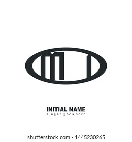 Initial logo black ellipse alphabet MI