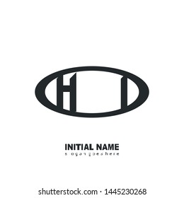 Initial logo black ellipse alphabet HI