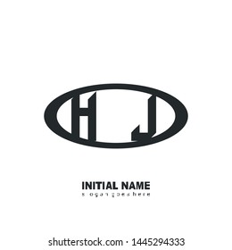 Initial logo black ellipse alphabet HJ