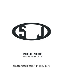 Initial logo black ellipse alphabet SJ