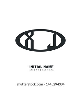Initial logo black ellipse alphabet XJ