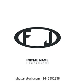 Initial logo black ellipse alphabet FJ