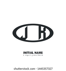 Initial logo black ellipse alphabet JK