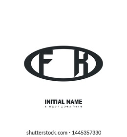 Initial logo black ellipse alphabet FK