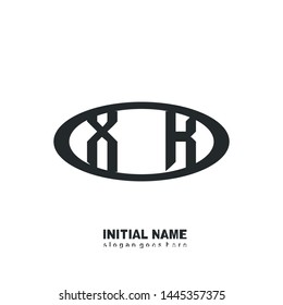 Initial logo black ellipse alphabet XK