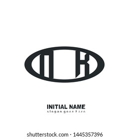 Initial logo black ellipse alphabet NK