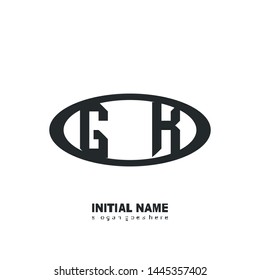 Initial logo black ellipse alphabet GK