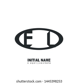 Initial logo black ellipse alphabet EL