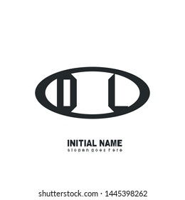 Initial logo black ellipse alphabet DL