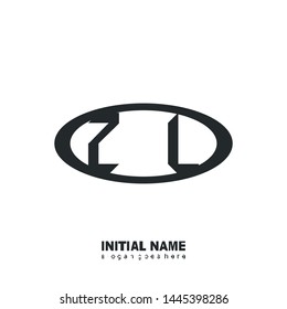 Initial logo black ellipse alphabet ZL