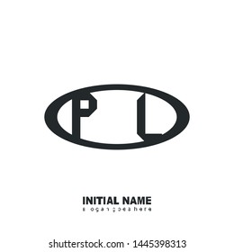 Initial logo black ellipse alphabet PL