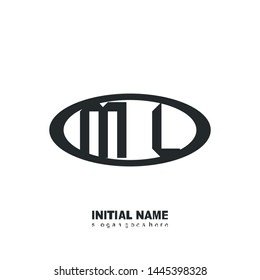 Initial logo black ellipse alphabet ML
