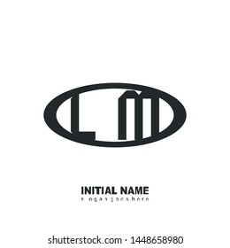 Initial logo black ellipse alphabet  LM