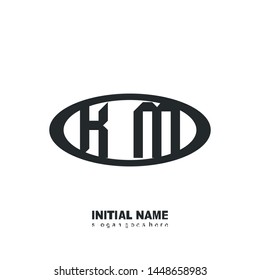 Initial logo black ellipse alphabet KM