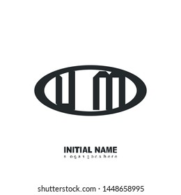 Initial logo black ellipse alphabet  UM