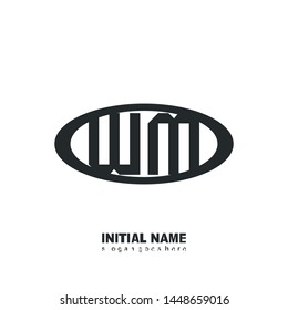 Initial logo black ellipse alphabet  WM