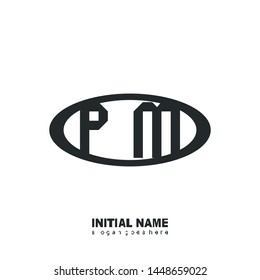 Initial logo black ellipse alphabet  PM