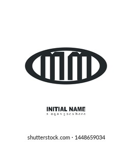 Initial logo black ellipse alphabet  MM