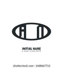 Initial logo black ellipse alphabet  AN