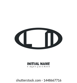 Initial logo black ellipse alphabet  LN